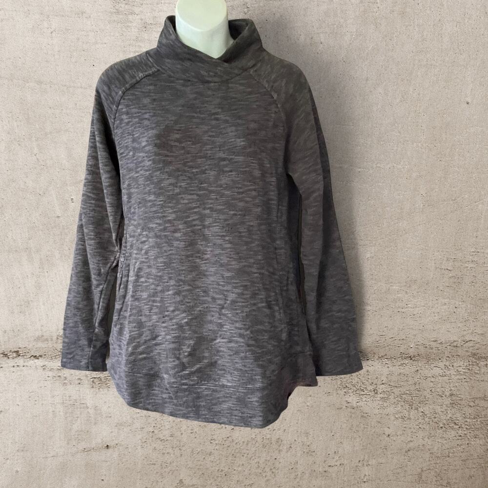 Long Yoga Layering Sweatshirt Charcoal Gray Heathered prAna Pockets Size Small